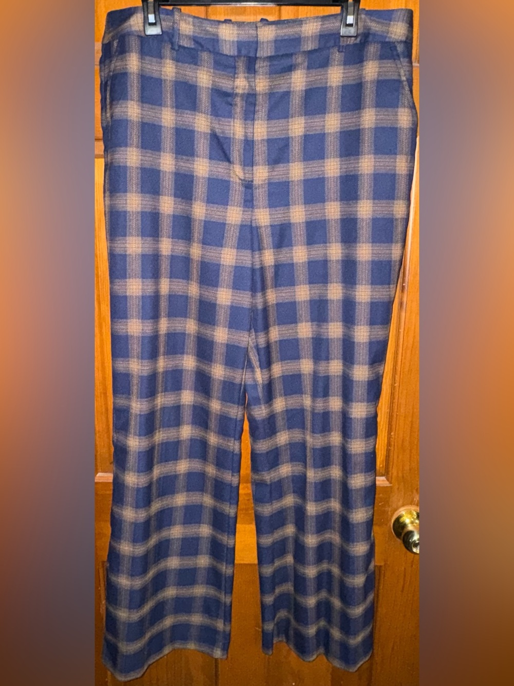 Worthington Blue Plaid Trousers with Cream Windowpane